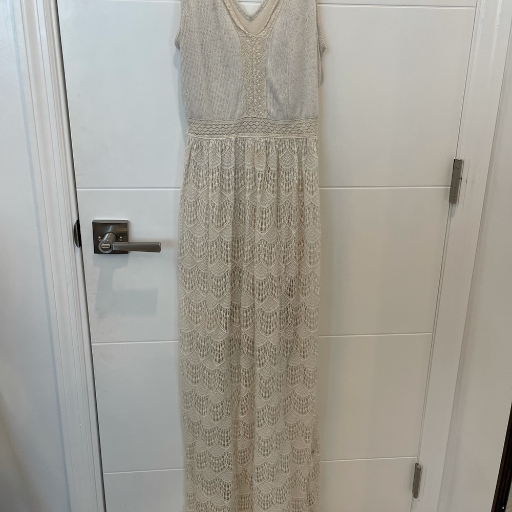 Long cream crochet dress